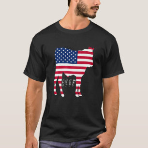 U S A Beef Proud Bull Flag  Carnivore T-Shirt