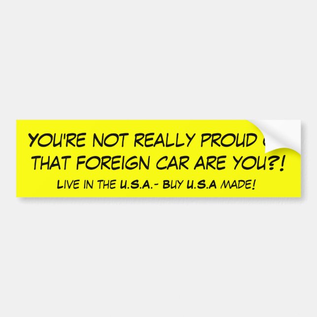 U.S.A. MADE BUMPER STICKER (Front)