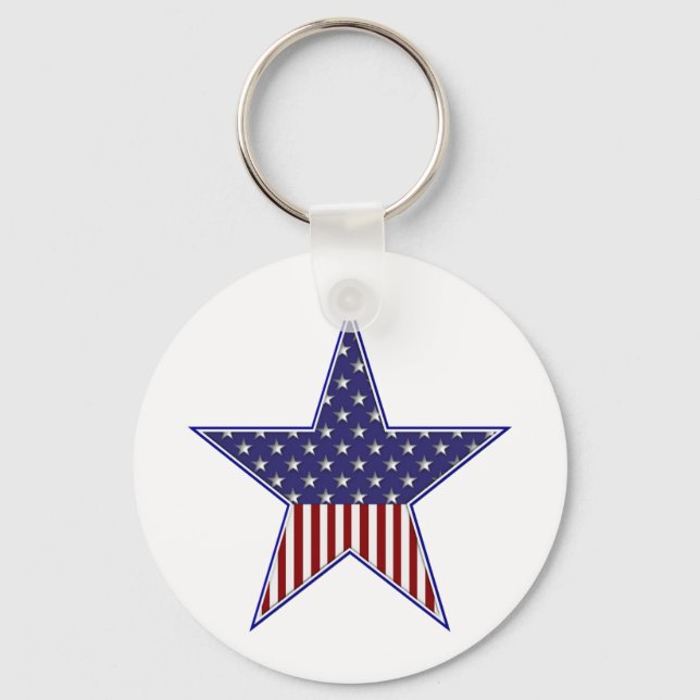 U.S.A. Patriotic Flag Design Key Ring (Front)