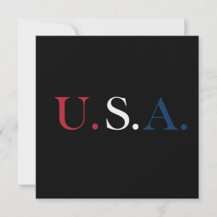 U.S.A. Red White And Blue Lettering Design  Card