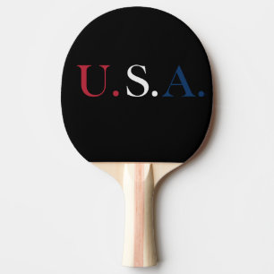 U.S.A. Red White And Blue Lettering Design Ping Pong Paddle