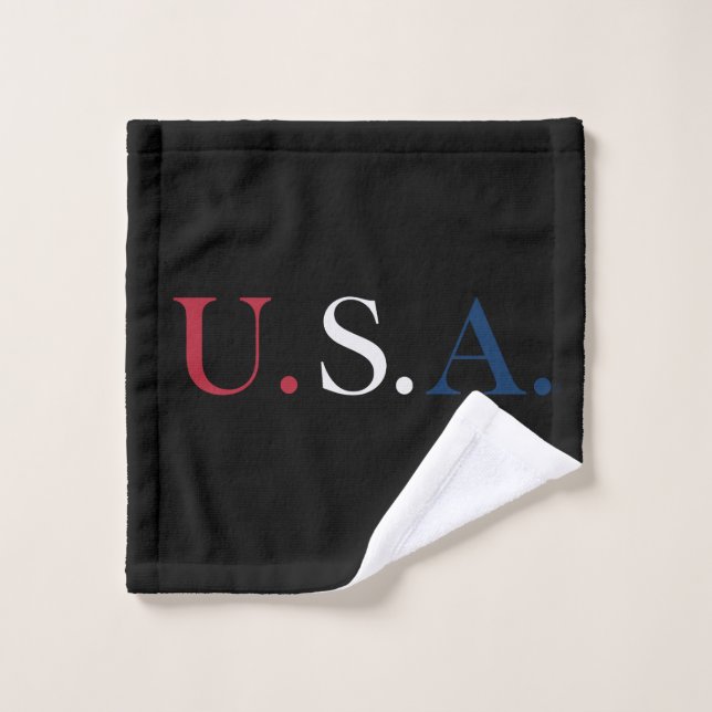 U.S.A. Red White And Blue Lettering Design  Wash Cloth (Wash Cloth)
