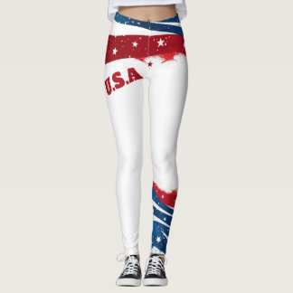 U.S.A Red White Blue Stripes Leggings