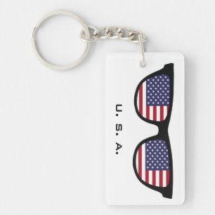 U.S.A. Shades custom text & colour key chain