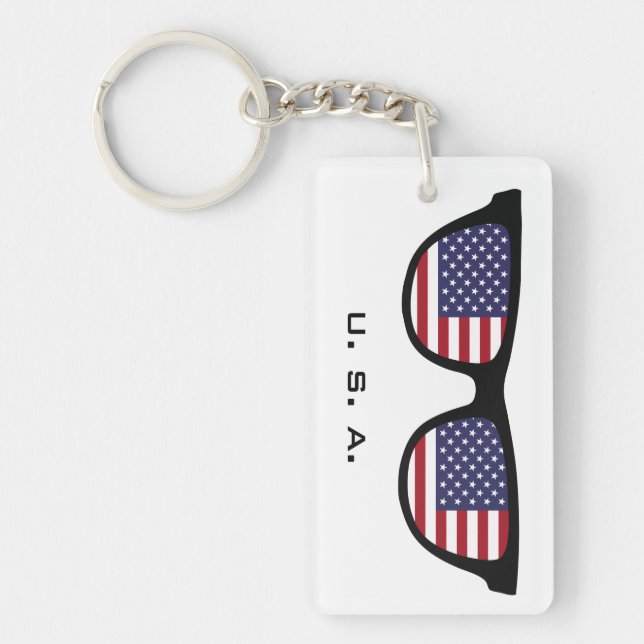 U.S.A. Shades custom text & colour key chain (Front)