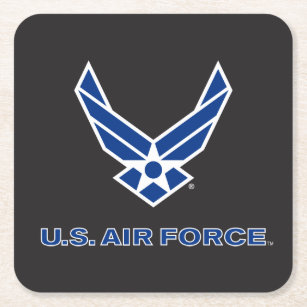 U.S. Air Force Logo - Blue Square Paper Coaster