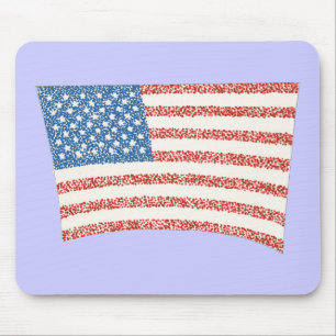 U S American flag in pointillism on mousepads