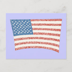 U S American Flag in pointillism, on postcards