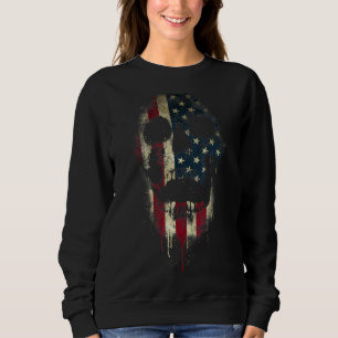 U S American Skull Paint Patriotic Flag Sweatshirt