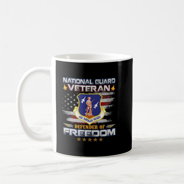 U.S Army National Guard Veteran American Flag Vint Coffee Mug (Left)