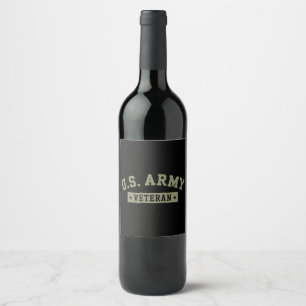 U.S. Army Veteran Veterans America American Flag Wine Label