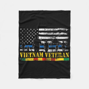 U.s Army Vietnam Veteran American Flag Soldier Vie Fleece Blanket
