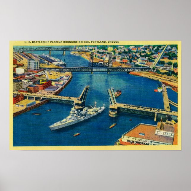 U.S. Battleship passing through Portland Poster (Front)