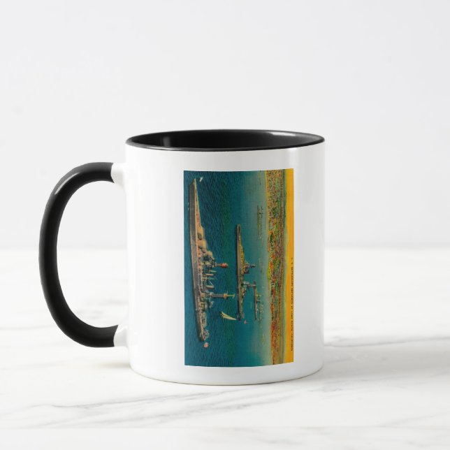 U.S. Battleships Anchored at Long Beach Mug (Left)