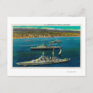 U.S. Battleships Anchored at Long Beach Postcard