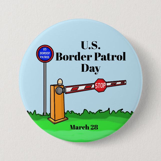 U.S. Border Patrol Day Button with Barrier Gate (Front)