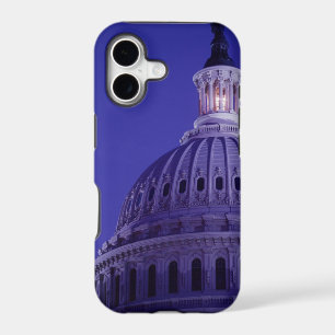 U.S Capitol at dusk with light in dome on
