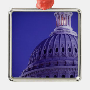 U.S Capitol at dusk with light in dome on Metal Ornament