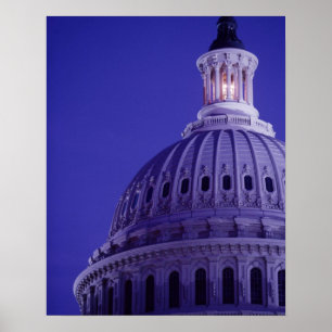 U.S Capitol at dusk with light in dome on Poster