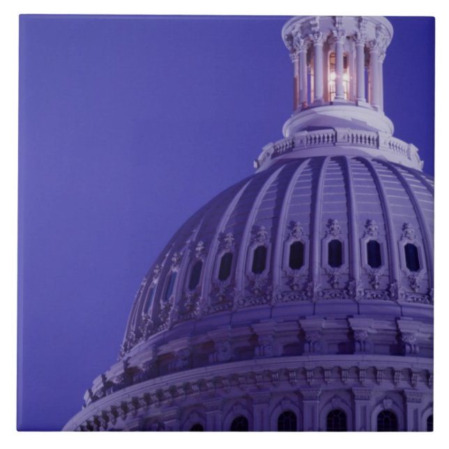 U.S Capitol at dusk with light in dome on Tile (Front)