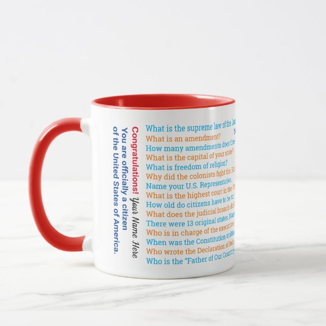 U.S. Citizenship Test Questions Mug (Left)