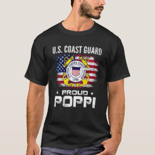 U S Coast Guard Proud Poppi With American Flag Vet T-Shirt