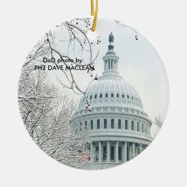 U.S Congress in Winter Ceramic Tree Decoration (Front)