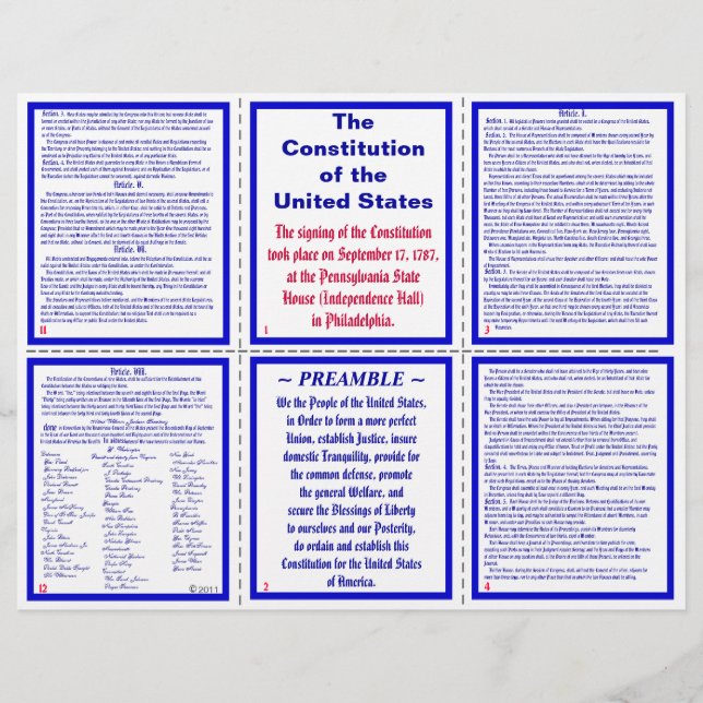 U.S. Constitution Pocket Pamphlet / Bookmark (Front)