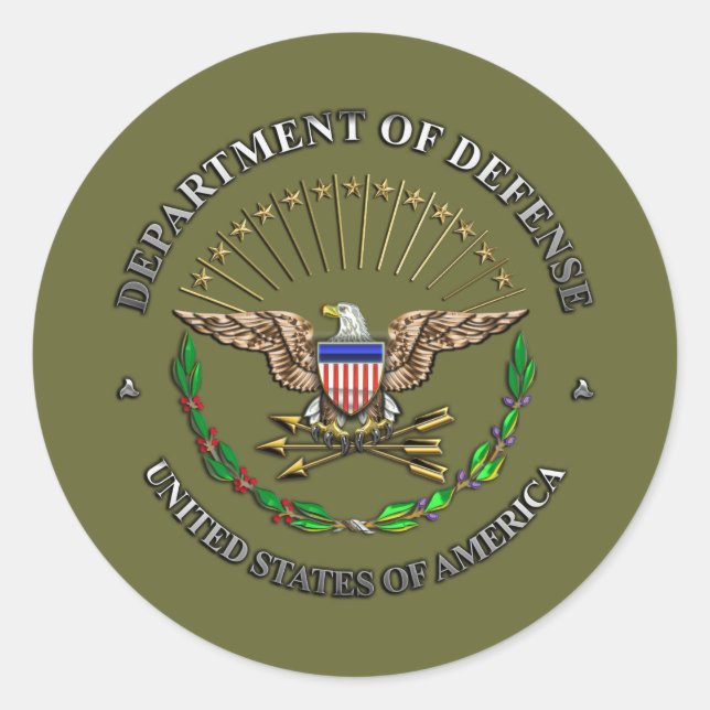 U.S. Department of Defence Classic Round Sticker (Front)