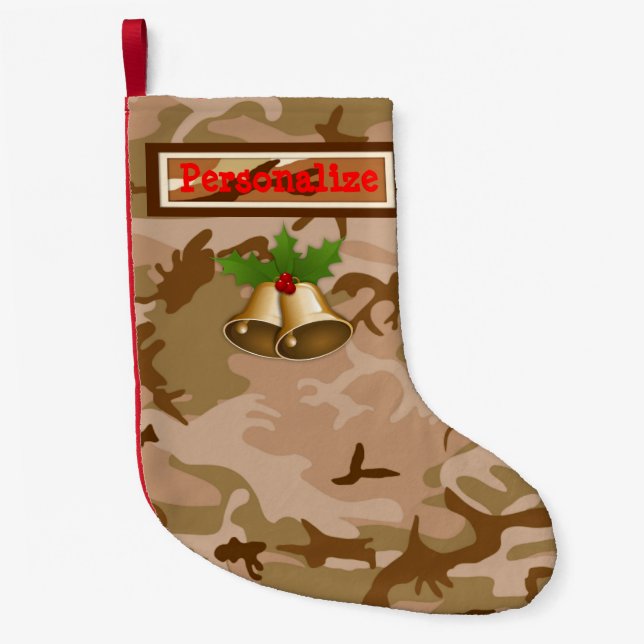 U.S. Desert Sand Camo Christmas Stocking w/Bells (Front)