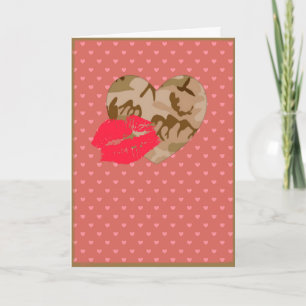 U.S. Desert Sand Camo Heart Valentine's Day Holiday Card