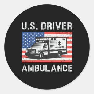 U.S. Driver Ambulance Driver Paramedic Emergency Classic Round Sticker