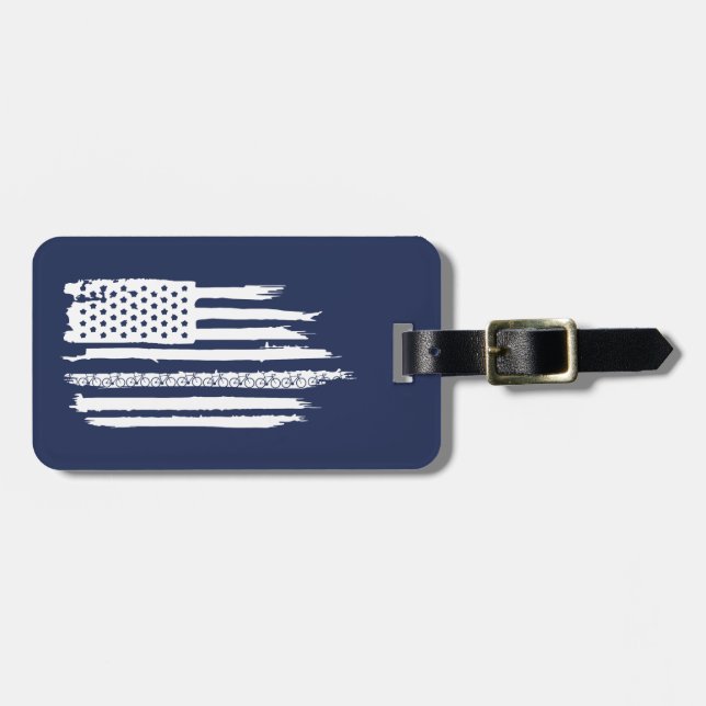 U.S. Flag Cycling Luggage Tag (Front Horizontal)