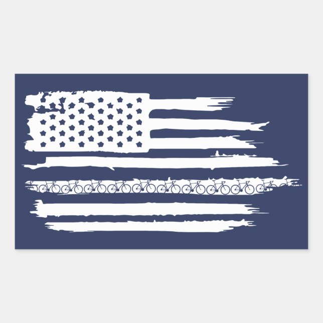 U.S. Flag Cycling Rectangular Sticker (Front)