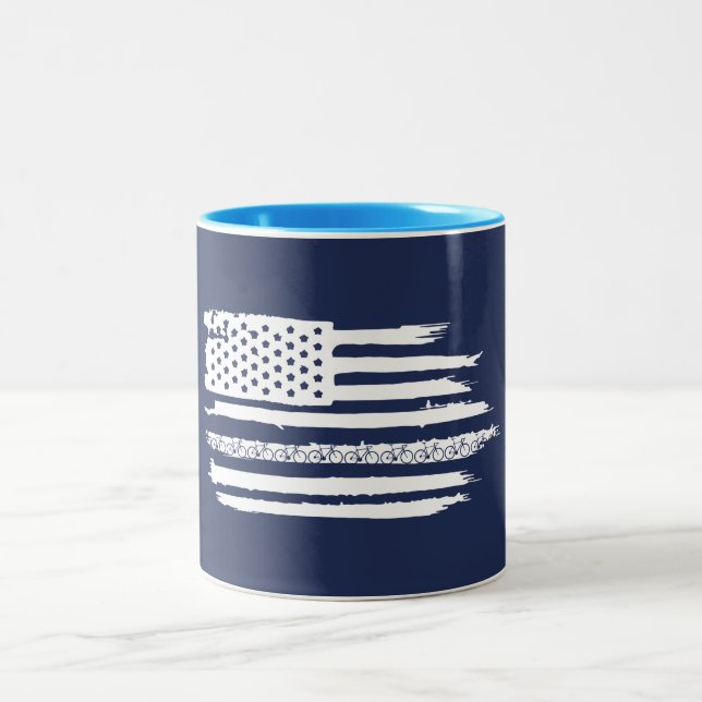 U.S. Flag Cycling Two-Tone Coffee Mug (Center)