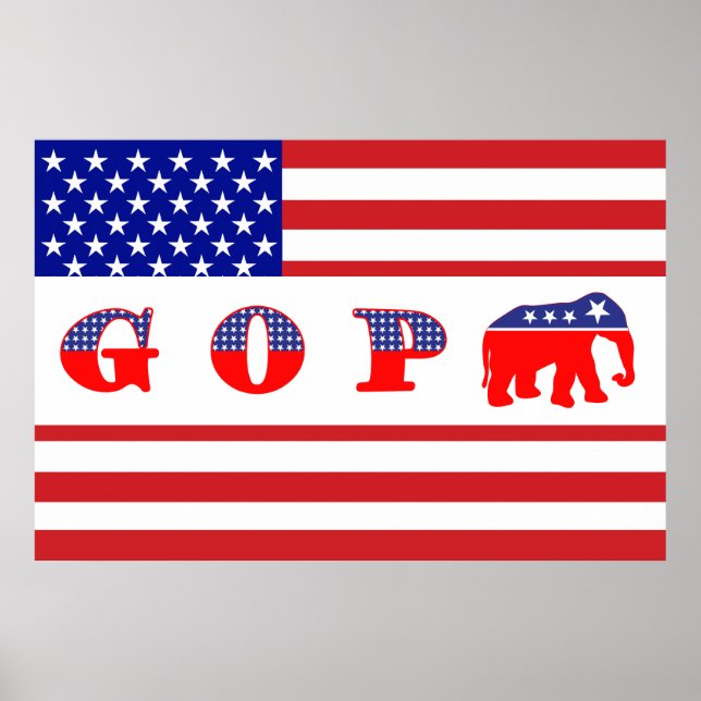 U.S. Flag - G O P - Elephant Poster (Front)