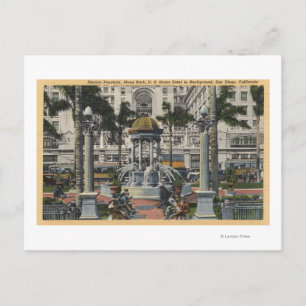 U.S. Grant Hotel, Plaza Park, Fountain View Postcard