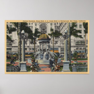 U.S. Grant Hotel, Plaza Park, Fountain View Poster