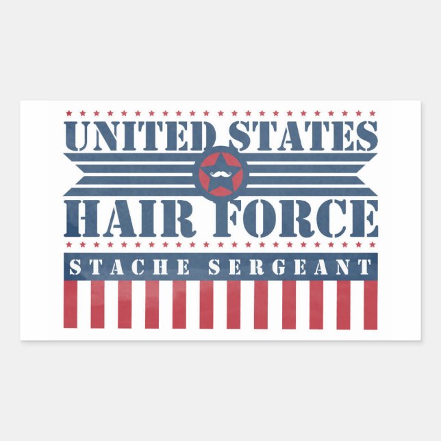 U.S. Hair Force Stache Sergeant Rectangular Sticker (Front)