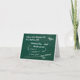U.S. History 101 Chalkboard Veterans Day Notecard