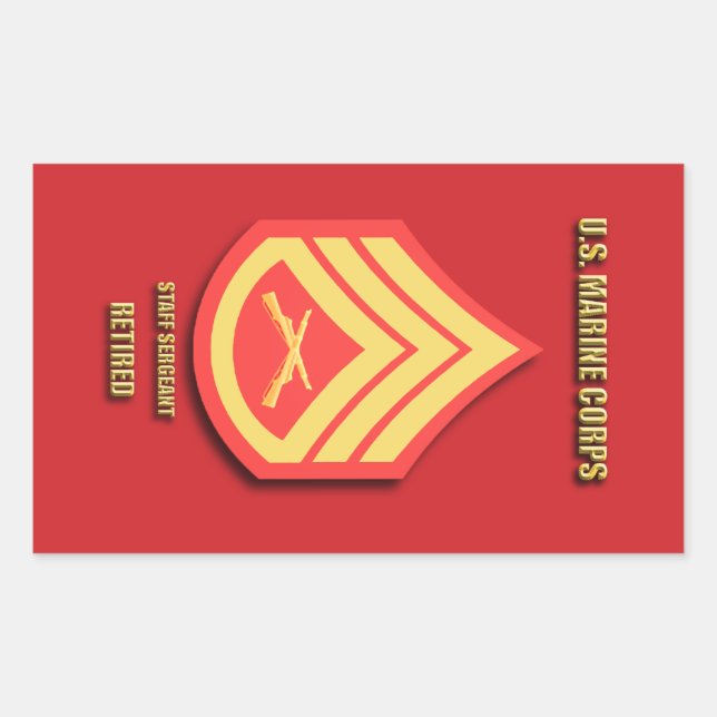 U.S. Marine Corps Staff Sergeant Rectangular Sticker (Front)