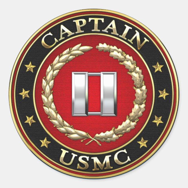 U.S. Marines: Captain (USMC Capt) [3D] Classic Round Sticker (Front)
