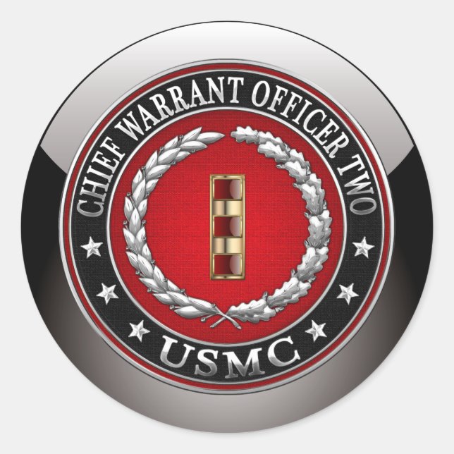 U.S. Marines: Chief Warrant Two (USMC CWO-2) [3D] Classic Round Sticker (Front)