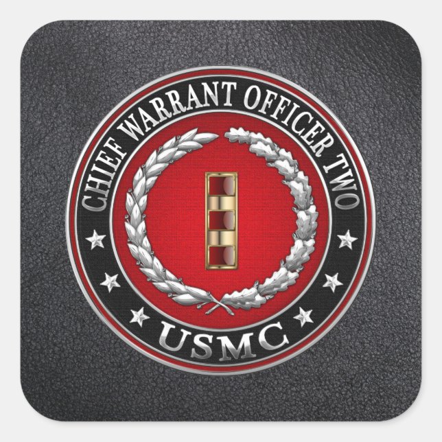 U.S. Marines: Chief Warrant Two (USMC CWO-2) [3D] Square Sticker (Front)