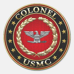 U.S. Marines: Colonel (USMC Col) [3D] Classic Round Sticker