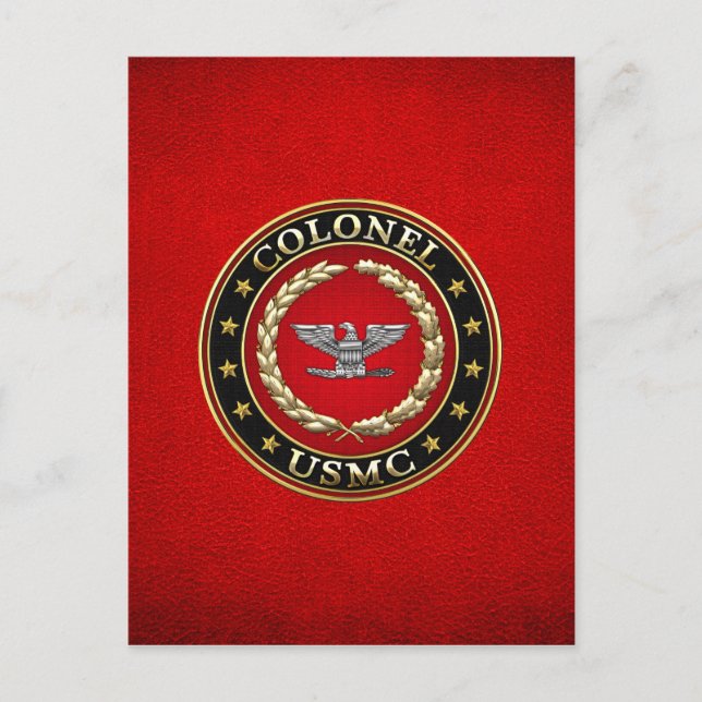 U.S. Marines: Colonel (USMC Col) [3D] Postcard (Front)