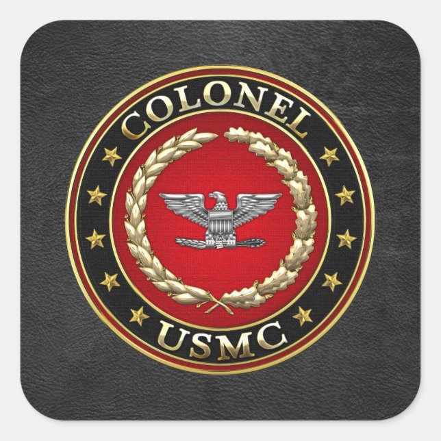 U.S. Marines: Colonel (USMC Col) [3D] Square Sticker (Front)
