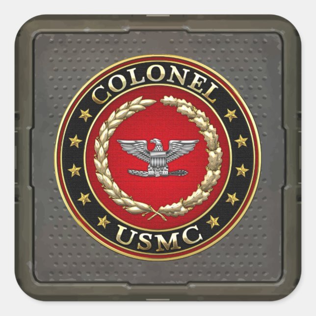 U.S. Marines: Colonel (USMC Col) [3D] Square Sticker (Front)
