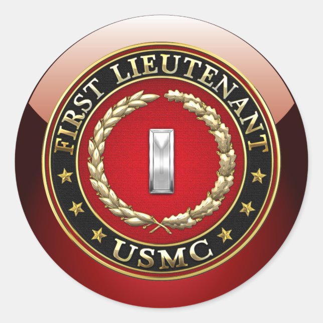 U.S. Marines: First Lieutenant (USMC 1stLt) [3D] Classic Round Sticker (Front)
