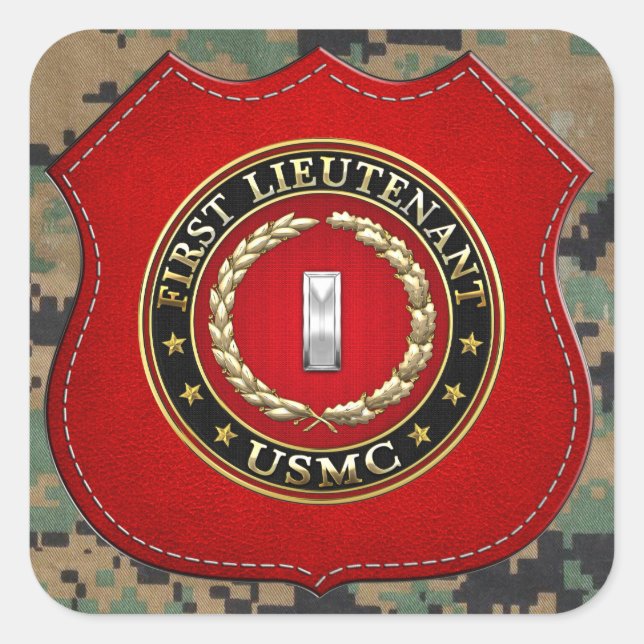 U.S. Marines: First Lieutenant (USMC 1stLt) [3D] Square Sticker (Front)
